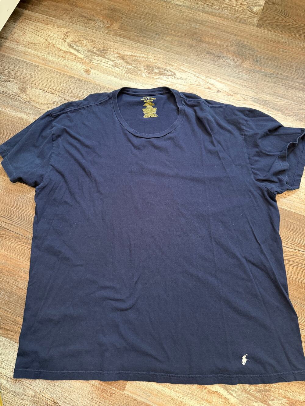 Polo Ralph Lauren navy blue crewneck tshirt w embroidered white logo mens sz XXL